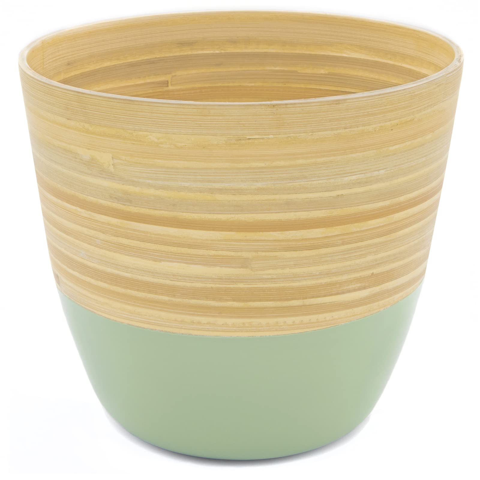 Dehaus® Handmade Bamboo Plant Pot - Medium 17 x 16cm - Decorative Indoor Pots for House Plants, Flowers, Succulents & Herbs - Contemporary Planter, Wooden Planters in Blue, Sage Green, White, & Grey