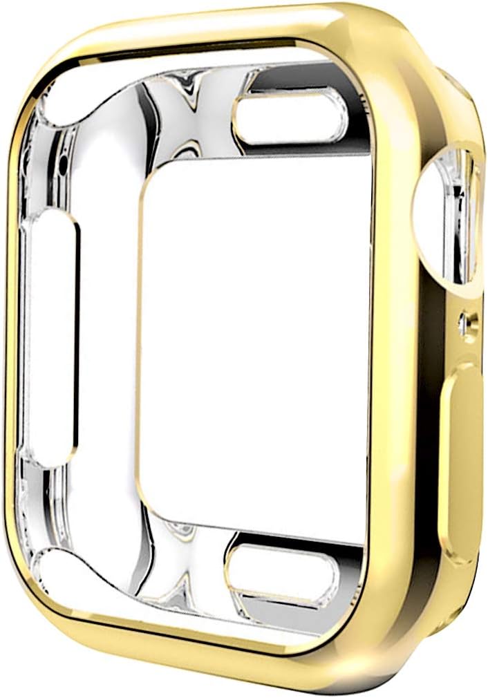Compatible with Apple Watch Case Series 5 Series 4 44mm, New iWatch TPU Protective Cover Bumper Compatible with Apple Watch Series 5 Series 4 (44mm-Gold)