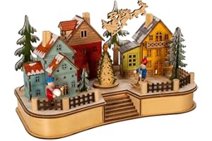 Kurt S. Adler Engineered Wood Kurt Adler 7.08-Inch Battery-Operated Musical LED Motion Village House, Multi