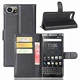 BlackBerry KEYone Case,Mangix [Wrist Strap] Flip Folio [Kickstand Feature] PU leather wallet case with ID&Credit Card Pockets for BlackBerry KEYone (Black)