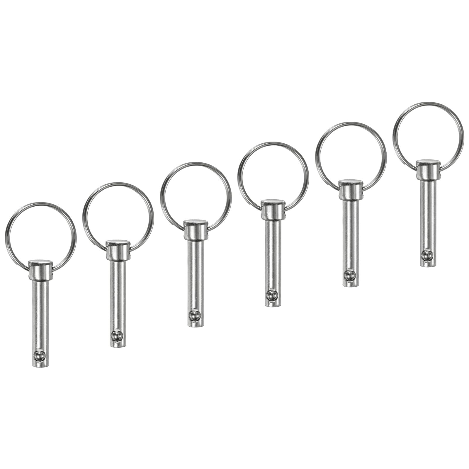 M METERXITY 6-Pack Quick Release Pins, 1/4" [6mm] Diameter, 1.02" [26mm] Usage Length Bimini Top Pin for Shipbuilding/Boat/Trailer, 1.26" [32mm] Total Length Carbon Steel Hardware Pins — image 1