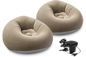 2 Pcs Bean Bag Chairs for Adults & Kids - Inflatable Chairs with Electric Air Pump, Blow Up Chair, Foldable Lazy Sofa - Porta