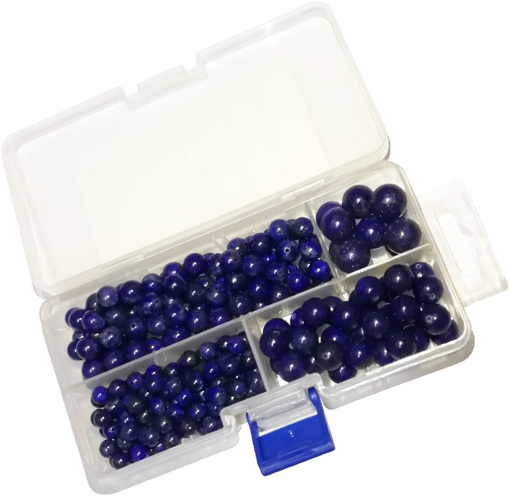Lapis Lazuli Natural Gemstone Round Loose Beads Round Energy Stone Healing Power for Jewelry Bracelet Necklace DIY Making(230PCS/Box,12mm/10mm/8mm/6mm)