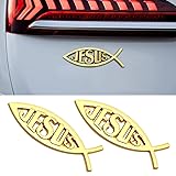 2pcs Jesus Fish Decal Sticker, 3D Faith Fish Emblem