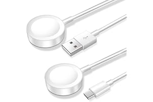 XIWXI 2 Pack,Magnetic Charging Cable for Apple Watch Charger,[USB C & USB A] Wireless Charger Coaxial Cables Compatible with iWatch Series Ultra2/Ultra/8/7/6/SE/SE2/5/4/3/2[3.3FT/1M],White