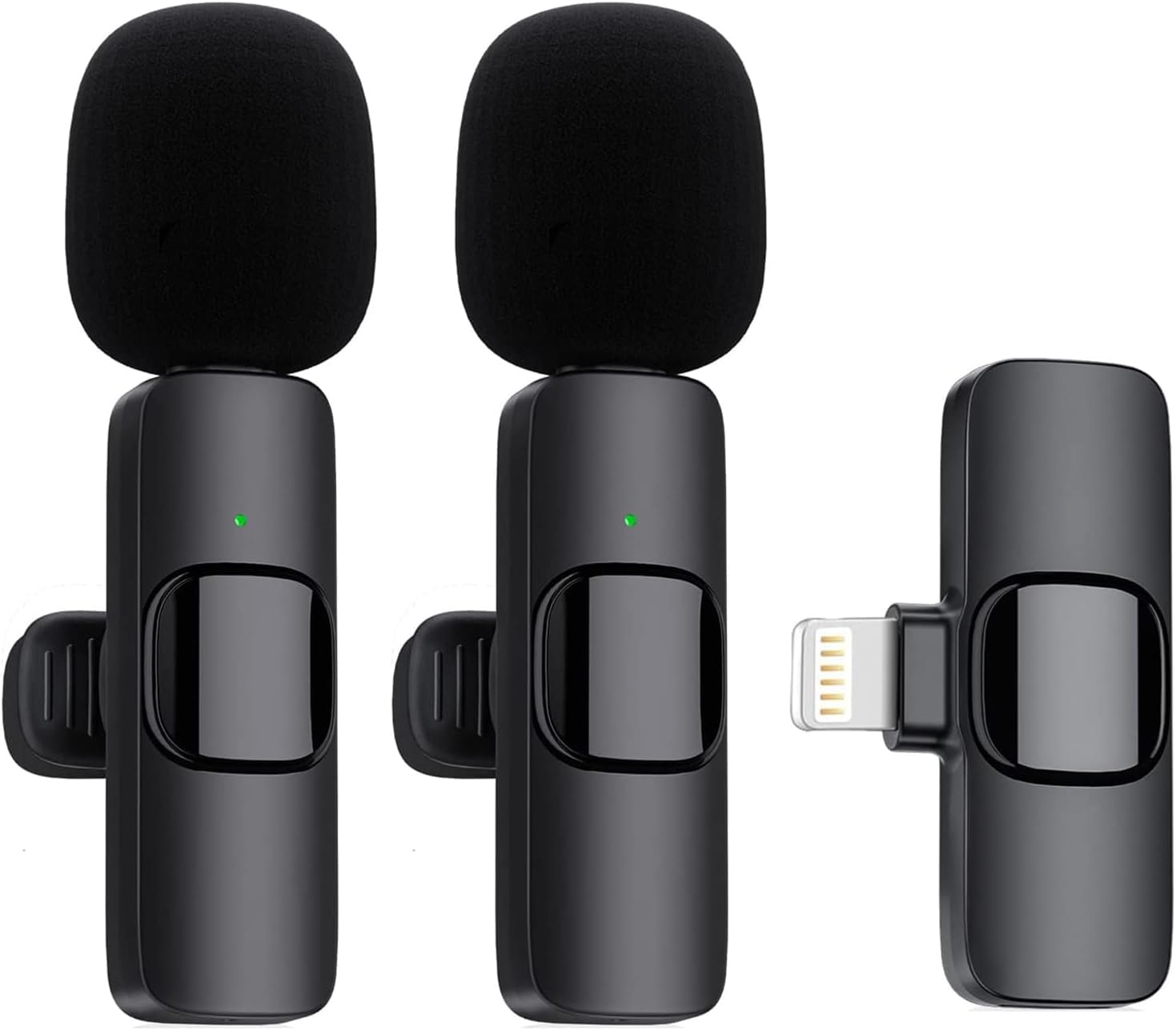 Wireless Microphones for iPhone, Clip on Bluetooth Microphone Wireless, Mini Lavalier Microphone for Video Recording Live Streaming Vlog TikTok Youtube(2 Mic)