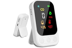 Portable Carbon Monoxide Detector, Rechargeable CO Monitor with LCD Display & Audible Alarm, Real-Time Carbon Monoxide Detect