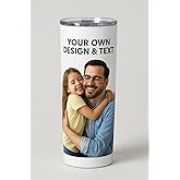 Personalized Custom Tumbler Print in USA 20oz Stainless Steel Coffee Cup with Lid & Straw Double Wall Insulated Tumbler with Colorful Text Logo Photo