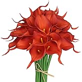 Alifst 30Pack Real Touch PU Latex Artificial Calla Lily Flowers for Wedding Party and Home Decor-Burnt Orange