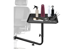 YHAOFU Salon Tray Attached to Chair, Metal Tray with 360 ° Rotation ＆ Adjustable Height,No Cleaning Dead Corners,Suitable for Spa,Hair Salon,Tattoo Parlor