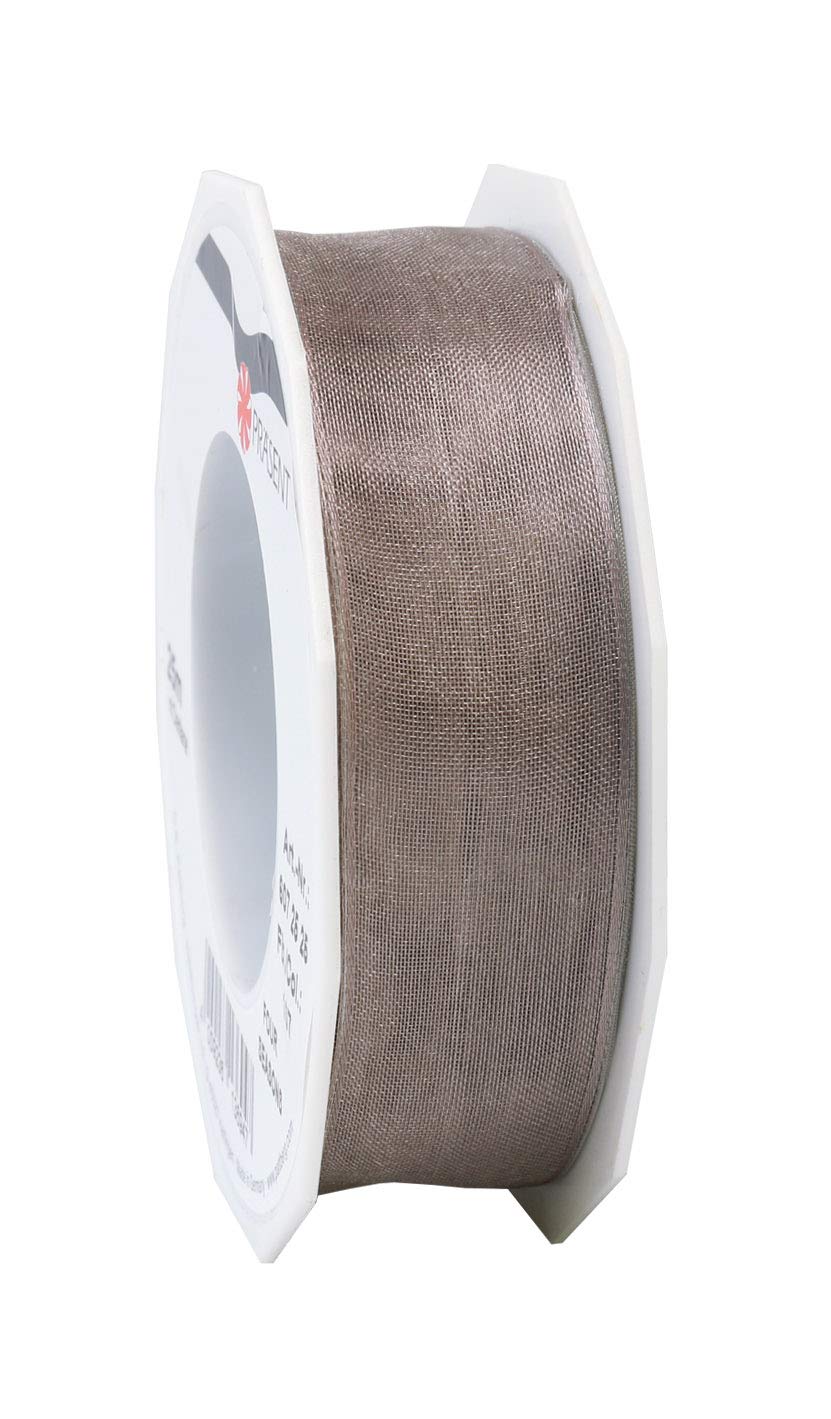 Präsent - Four Seasons Organza Wired Edge Ribbon Sandstone 25 mm Width, 25 m Length