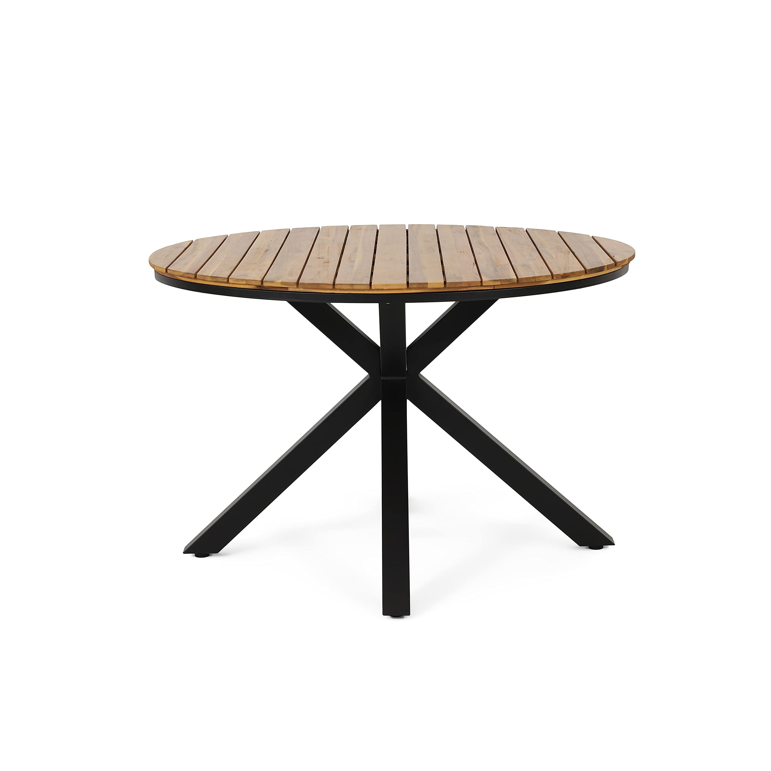 Photo 1 of **Damage to table top-may be fixable**
Christopher Knight Home Soto Outdoor Circular Dining Table - Acacia Wood - Teak/Black