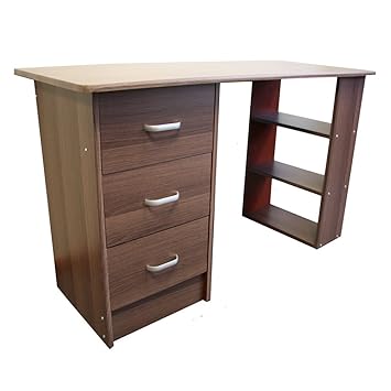 Qihang Uk Computer Desk Pc Laptop Table With 3 Drawers Shelves For