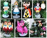 Alice in Wonderland 6 Piece Christmas Tree Ornament Set Featuring Alice, White Rabbit, Cheshire Cat, Queen of Hearts, Mad Hatter, and Tweedle Dum & Tweedle Dee - Shatterproof Design 3
