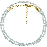 NJCRAFT Natural Gemstone Faceted Beaded Necklace for Woman| Gold Plated Gem-stone Necklace | Beads 2–3 mm | Adjustable Chain 16+2 Inch