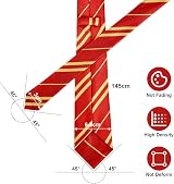 Aomig Wizard School Tie Red Striped Cosmetic Tie for Party Costume view 3