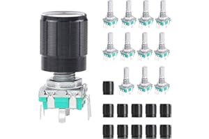 DAOKAI EC11 Rotary Encoder, 360 Degree Rotary Encoder Code Switch 15mm,Digital Potentiometer Push Button 5 Pins,with Knob Cap for Electronics Projects - 12Pcs