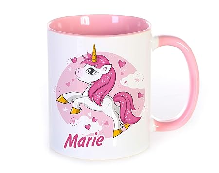 Werbetreff Gera Namenstasse Motiv: Einhorn mit Namen Bedruckt, Geschenkidee für Frauen und Mädchen, zum Geburtstag oder Schul