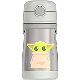 THERMOS Vacuum Insulated Stainless Steel 10oz Straw Bottle, THE MANDALORIAN