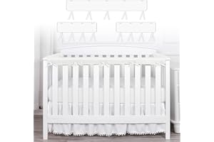 Vjningu Crib Rail Covers, Wrapped Rail Cover 3 Pcs (One Set) Anti-Collision Strip Corner Cover for Teething Bed Guardrail Cover Furniture Boys & Girls for Standard Crib（White）