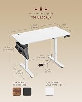 VASAGLE Electric Standing Desk 60x120cm 72-120cm 4 Memory Heights view 5