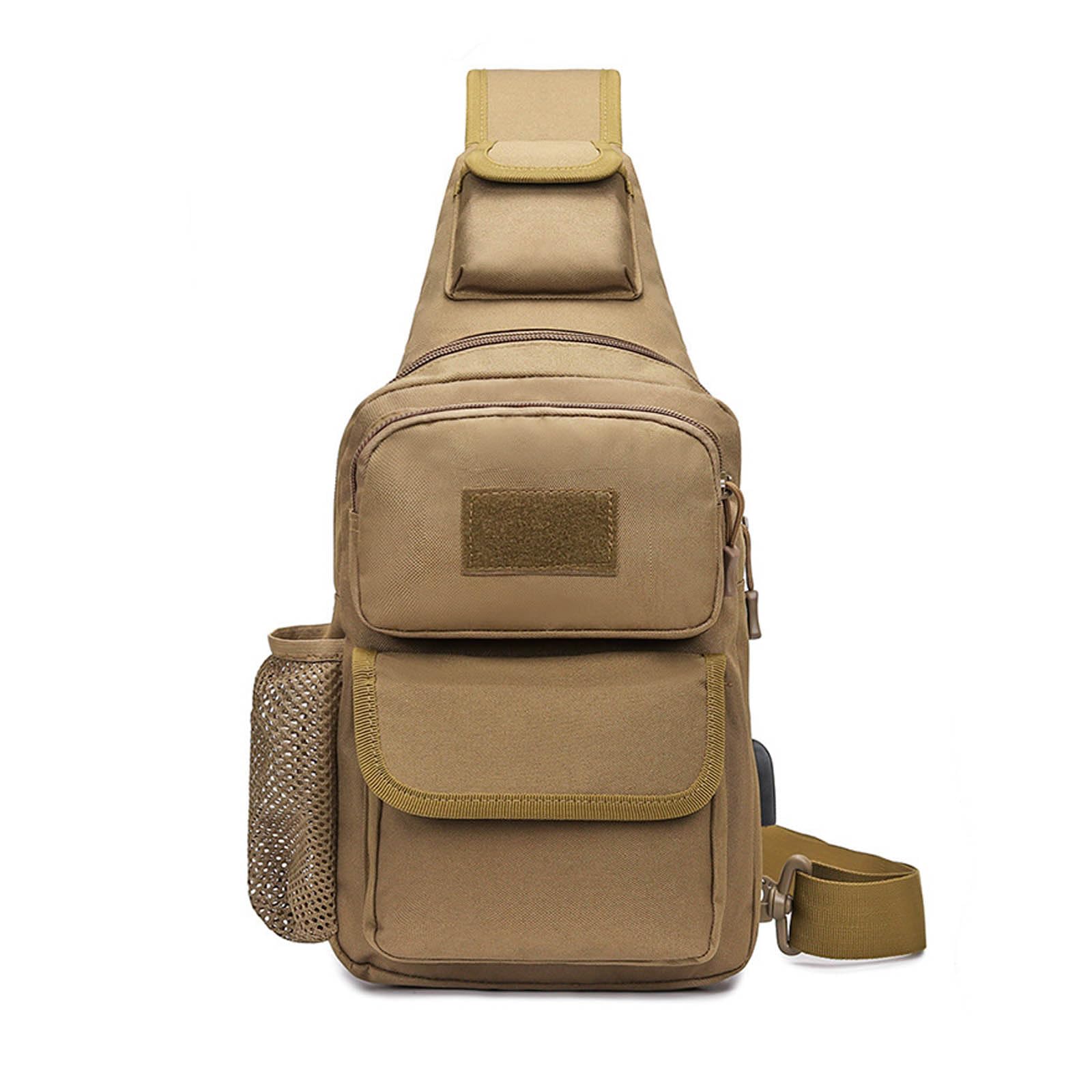 FANDARE Tactical Sling Bag Military Chest Bag Shoulder Backpack Crossbody Bags with USB Charging Port Tactical Small Rucksack for Men Women Hiking Range Travel Outdoor Sports Cover Pack Brown — image 1