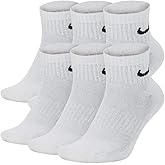 NIKE Everyday Performance Training Socks (6-Pair) (M (Men's 6-8 / Women's 6-10), Ankle(Quarter) White)