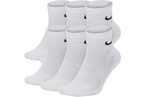 NIKE Everyday Performance Training Socks (6-Pair) (M (Men's 6-8 / Women's 6-10), Ankle(Quarter) White)