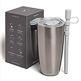 SWANZ Thermal Insulated Stainless Steel Tumbler with Lid and Straw, Reusable Thermos Cup for Hot and Cold Drinks, To Go Coffee Travel Mug, Leak Proof Water Bottle, No Spill, Dishwasher Safe