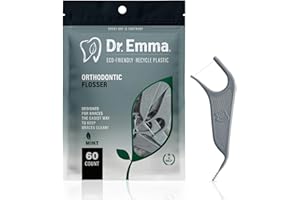 Dr. Emma Orthodontic Flossers for Braces, Ortho Dental Floss Picks, Mint Flavor 60 Count/Bag, Gray, 1 Pack
