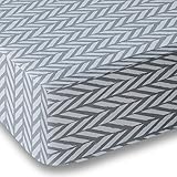 Blue Gray Herringbone Crib Sheet for Boys and Girls - Double Brushed Ultra Microfiber Luxury Crib Sheet Set By Where The Polka Dots Roam. Fits a Standard 52 mattress