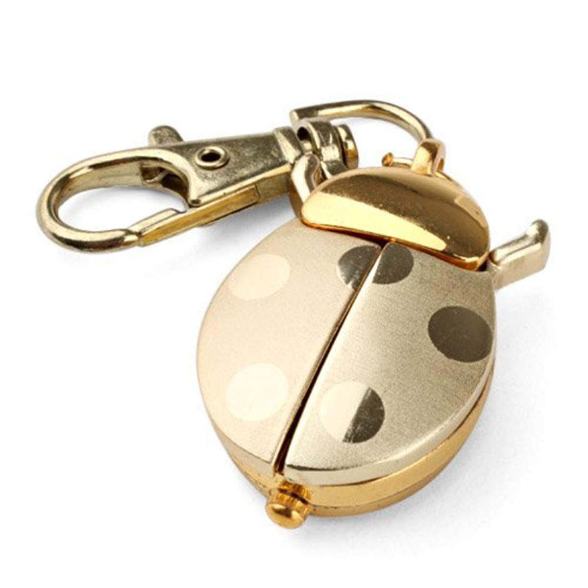 Mixe Unisex Quartz Analogue Keychain Key Ring Watch Pendant Ladybug Lady Bug Gold Sliver Pocket Watch (Gold)