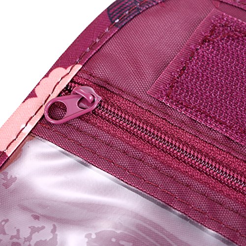 WNOSH Multifunction Hanging Toiletry Bag Portable Travel Make up Kit Case Pouch Women Men Shaving Kit with Hanging Shaving Hook for Vacation Travel Bathroom Organizer Carry On Case (Wine Red Flower)