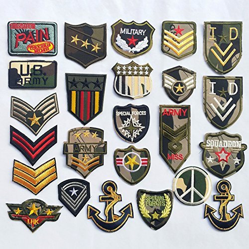 Dandan DIY 24pcs Soldier Badges Kid Embroidered Patch Sew On/Iron On Patch Applique Clothes Dress Plant Hat Jeans Sewing Flowers Applique DIY Accessory (Soldier Badges) - Thumbnail 4