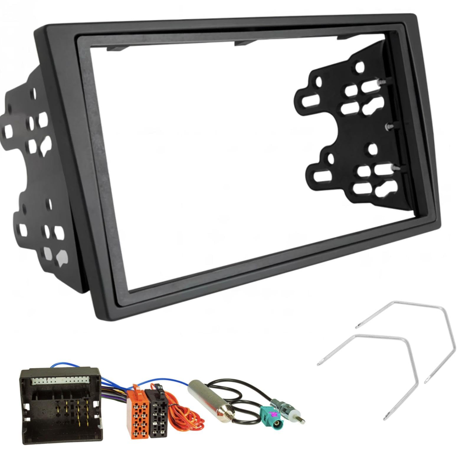 Sound-way Double DIN Car Radio Installation Kit, 2 DIN Front Panel Frame, ISO Connector Cable, Antenna Adapter, Release keys, compatible with Vauxhall Opel