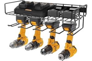 UNITEDPOWER Wall Mounted Power Tool Organizer Holder, Heavy Duty Utility Storage Rack for Battery Powered Hand Tools, Cordless Drill Rack and Tool Shelf w/Compact Design, Perfect for Father's Day
