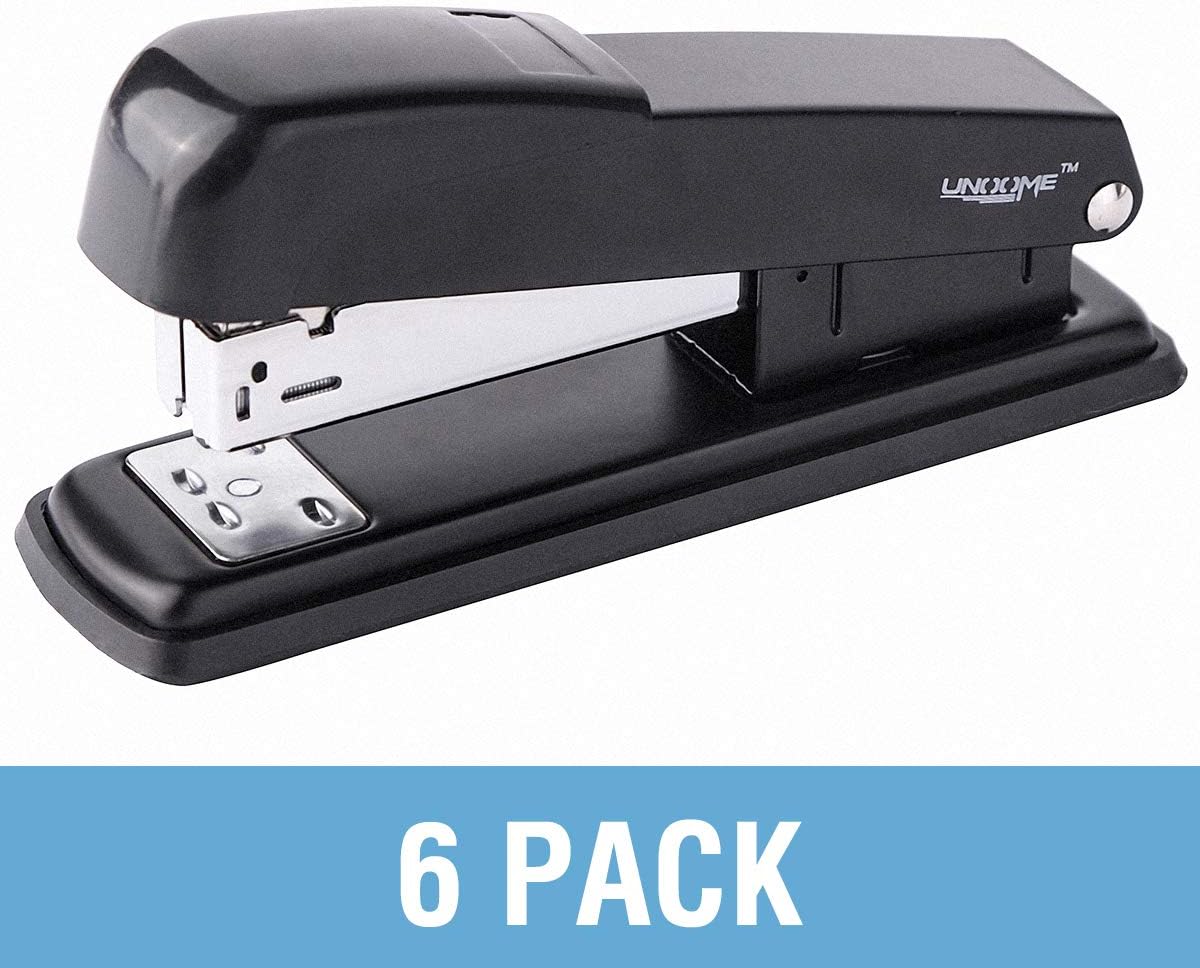 UNooMe Executive Office Desktop Stapler - 6 Pack Metal Desk Stapler with 6000 Staples Commercial Standard Stapler with 20 Sheet Capacity Reduced Effort Spring Powered Stapler : Office Products