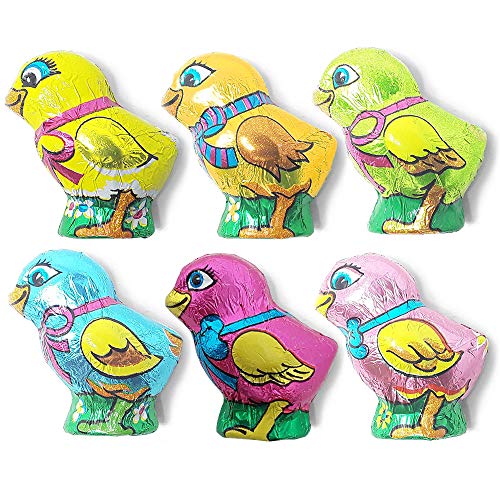 Madelaine Solid Premium Milk Chocolate Easter Baby Chicks Wrapped In Colorful Italian Foils (1 LB)
