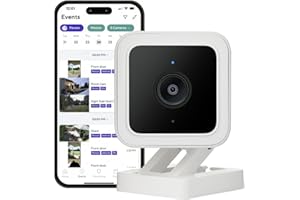 WyzeCam Cam v3 Security Camera for Pets, Indoor/Outdoor Home Security Camera with 1080p Color Night Vision Motion & Sound Detection, Compatible with Alexa & Google, White, 1-Pack