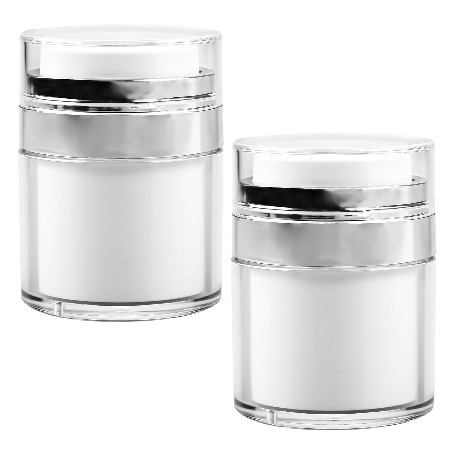 Luckious 2Pcs Cream Vacuum Bottles,Airless Pump Travel Cosmetic Jar Container,Portable Empty Refillable Cream Bottles for Lotions Creams Makeup Storage(30ML)