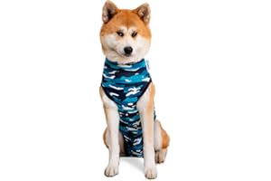 Suitical Recovery Suit for Dogs | Spay and Neutering Dog Surgery Recovery Suit for Male or Female | Soft Fabric for Skin Conditions | 2XL | Neck to Tail 31.5”-36.2” | Blue Camouflage