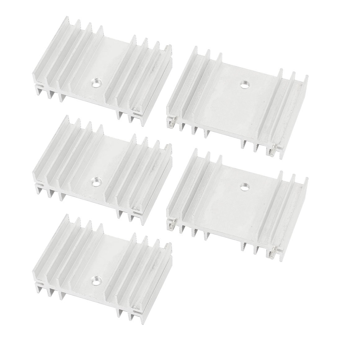 sourcing map 5 Pcs Silver Tone Aluminum Heat Sink 36x25x11mm for MOSFET Transistors
