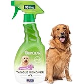TropiClean Dog Detangler Spray Dematting, Leave in Conditioner, Perfect for Doodles &amp; All Coat Types, Sweet Refreshing Scent, Made in The USA, 16 oz.