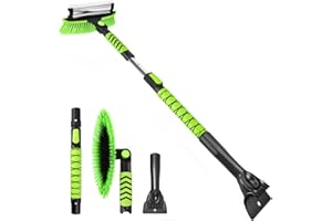 NAFURAHI Yougfin 43" Ice Scraper for Car Windshield, Snow Brush with Squeegee, 3 in 1 Snow Removal for Cars with Foam Grip and 180° Pivoting Brush Head for Auto Truck SUV