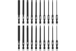 NAUIX 20 Piece Hex Head Allen Wrench Drill Bit Set, 1/4 Inch Hex Shank Metric and SAE S2 Steel Hex Bit Set, Magnetic Tips 3 I