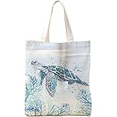 Zeghk Sea Turtle Gifts, Canvas Tote Bag, Beach Gifts for Women Turtle Lovers, Beach Tote Bags for Women, Reusable Grocery Bags Shopping Bags