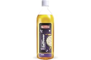 Khomane 100% Virgin Cold Pressed Safflower (Kardai) Cooking Oil, No Preservatives with Minimal Processing - 1 Liters (Pack of