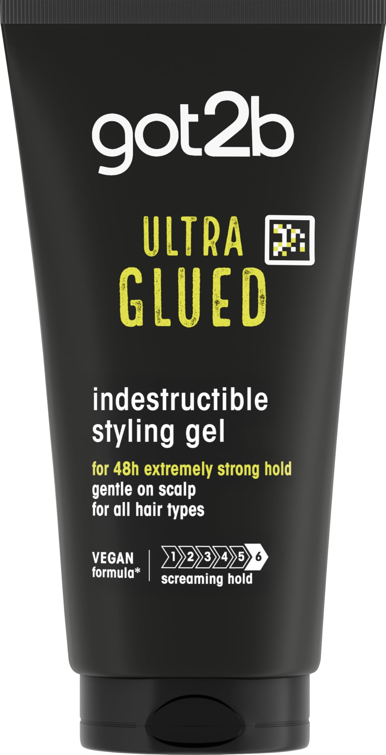 got2b Glued Ultra Styling Hair Gel 150 ml, Glued Styling Gel for up to 48h Ultra Strong Hold, For Extreme Hairstyles, Vegan* Formula