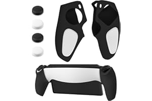 HYPERCASE Soft Silicone for Playstation Portal Grip Cover Skin, Anti-Slip Handle Protective Case for PS5 Portal Left and Right Controller with 4 Thump Caps, Design Black&White Anti-Scratch Shell