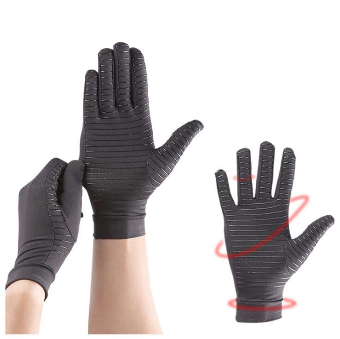 Full Finger Arthritis Gloves, 1 Pair Copper Infused Compression Gloves Breathable & Non-slip Copper Fiber Arthritis Gloves, Relieve Pain from Carpal Tunnel Joint Swell Tendonitis & Osteoarthritis (L)